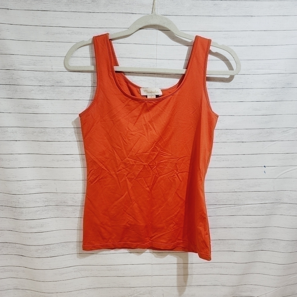 MAINBOCHER SLINKY WODE STRAP BRIGHT ORANGE CAMISOLE TANK TOP, SZ SMALL